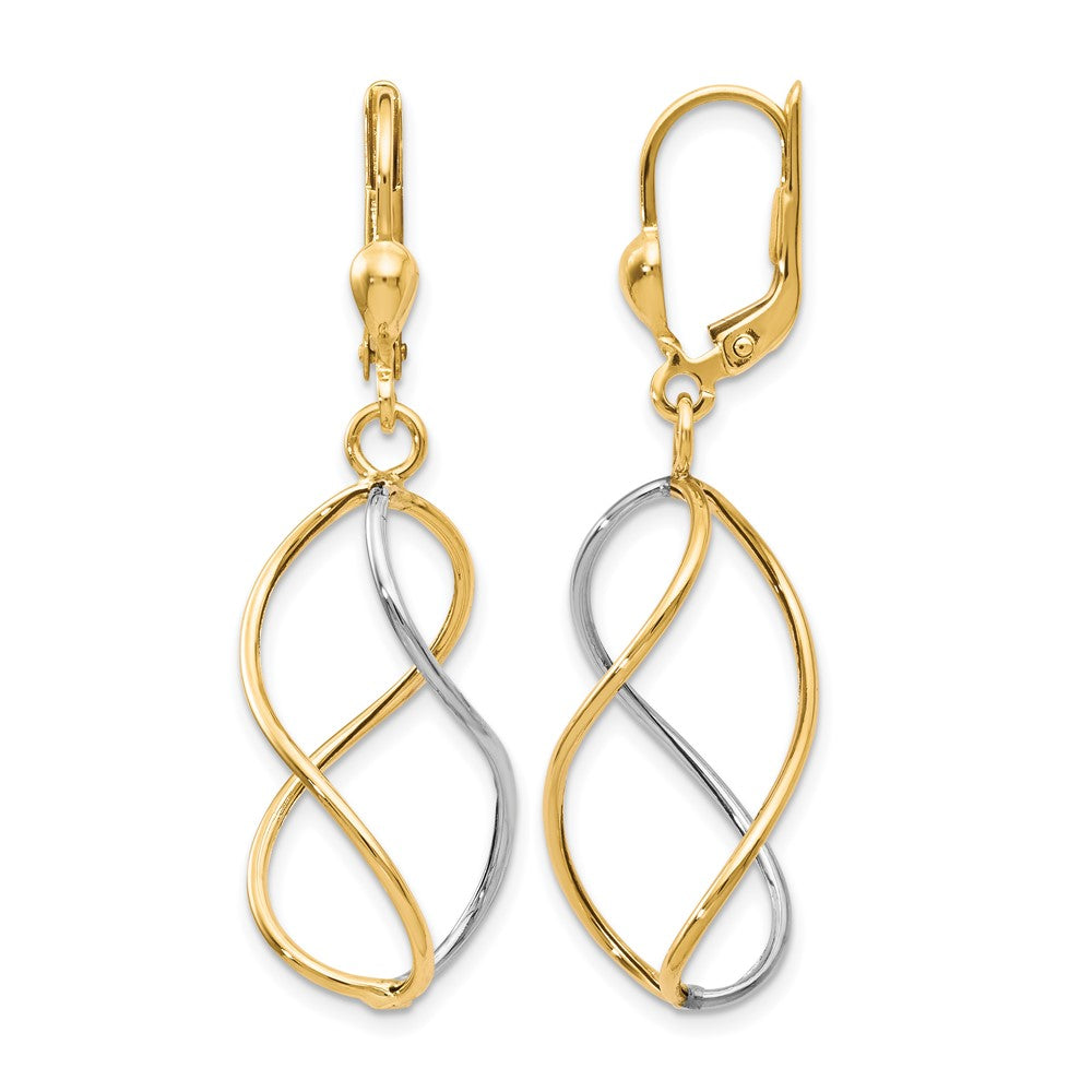 Polished;10K Yellow gold;Leverback;Dangle;Twisted