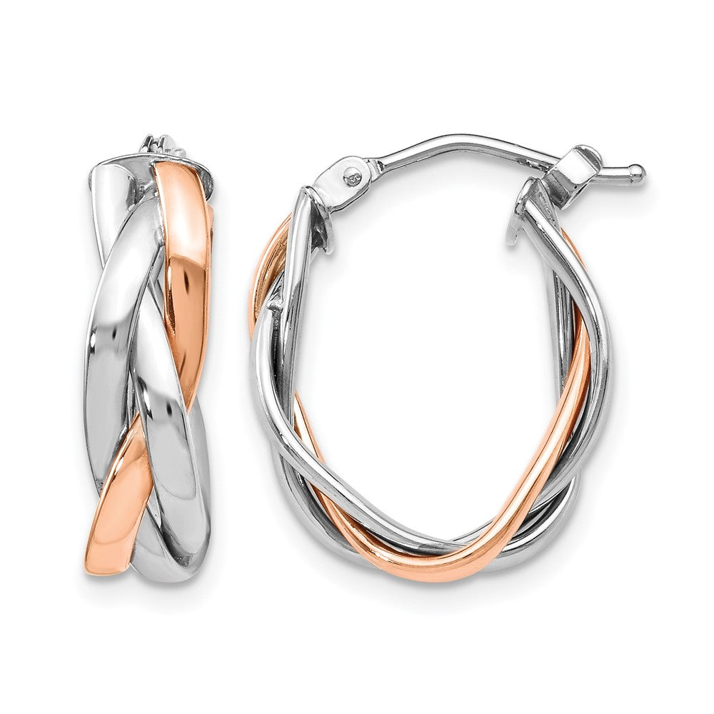 Polished;10K White gold;Rose rhodium;Hinged hoop