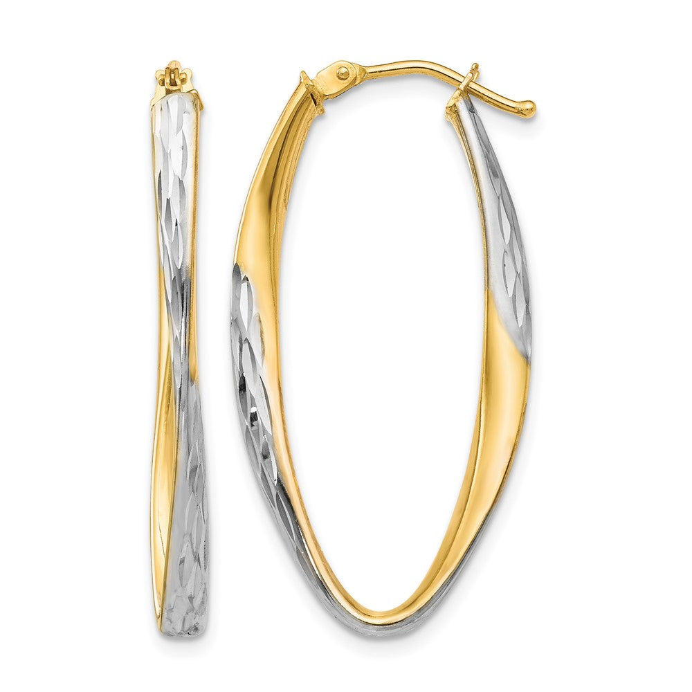 Polished;10K Yellow gold;Rhodium-plated;Twisted;Hinged hoop