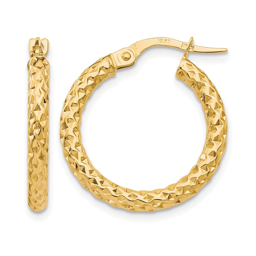 Diamond-cut;Polished;10K Yellow gold;Hinged post