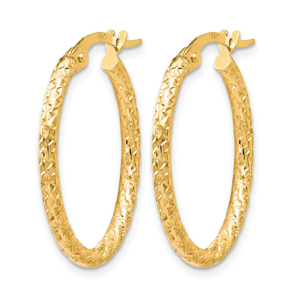 10K Polished D/C Oval Hoop Earrings