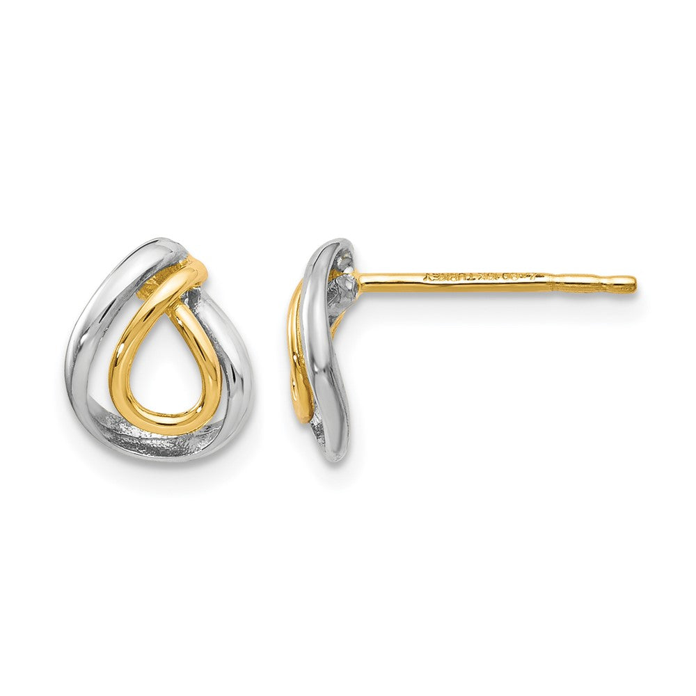 Polished;10K Yellow gold;Post;Rhodium