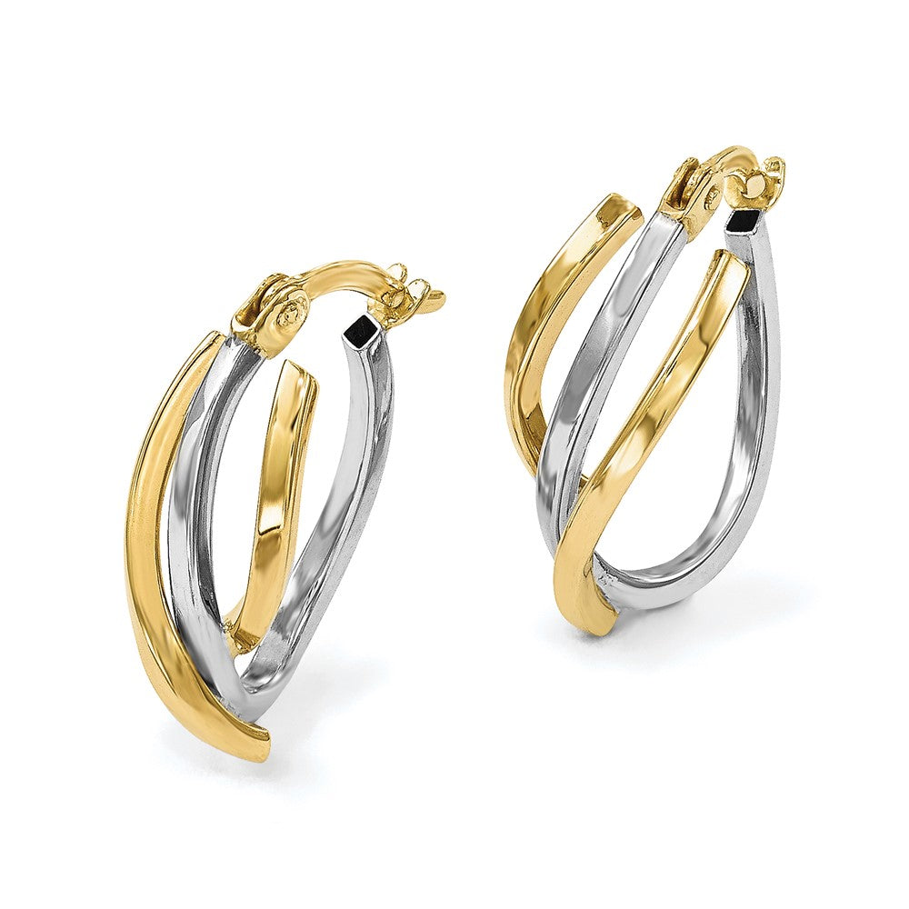 10K Two-tone Polished Twisted Hoop Earrings