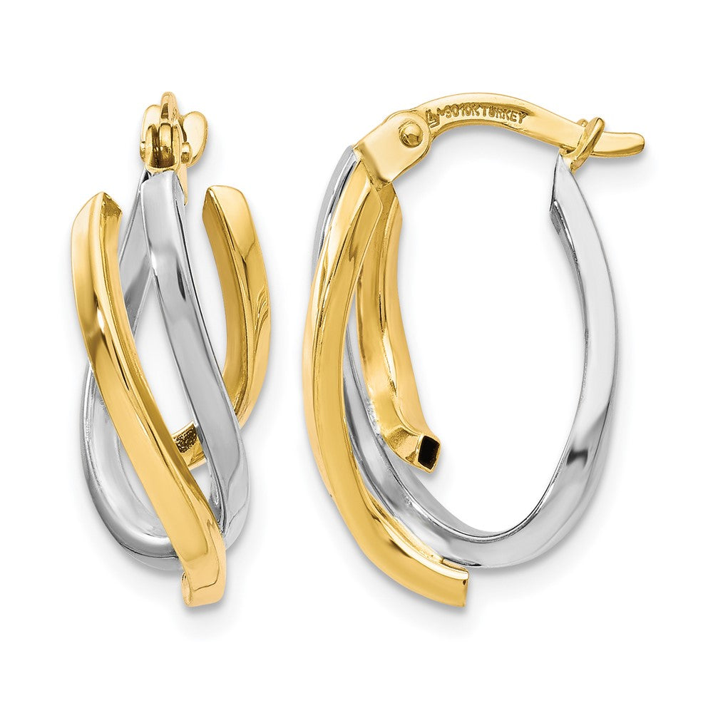 Polished;10K Two-tone;Twisted;Hinged hoop