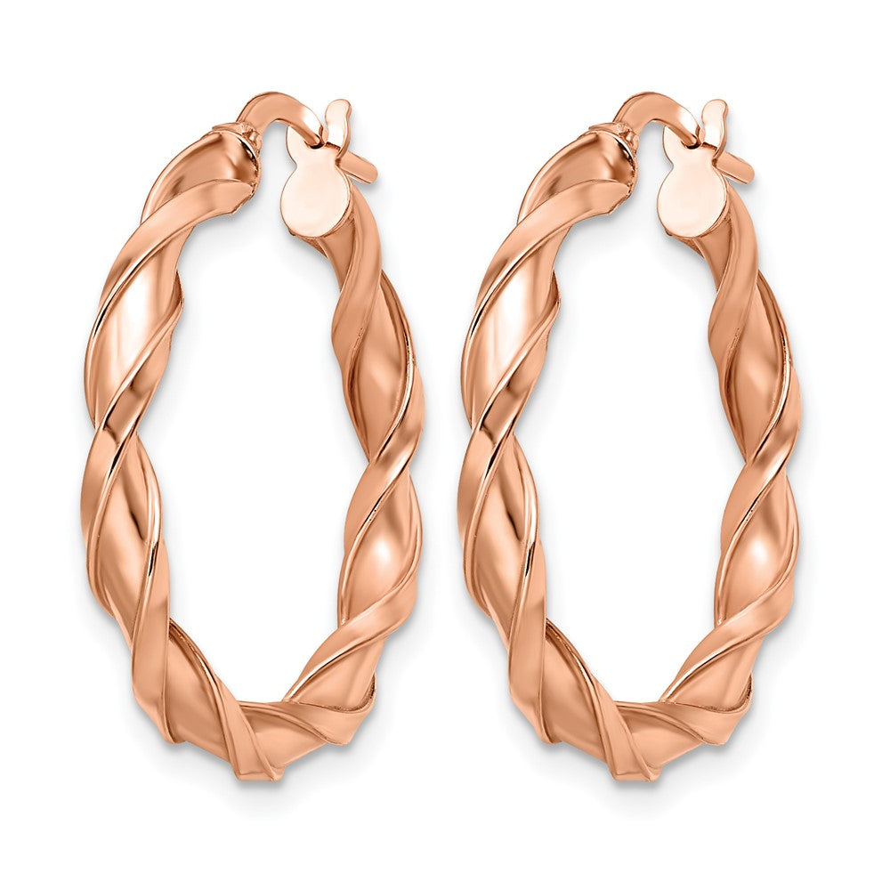 10K Rose Gold Polished Twisted Hoop Earrings