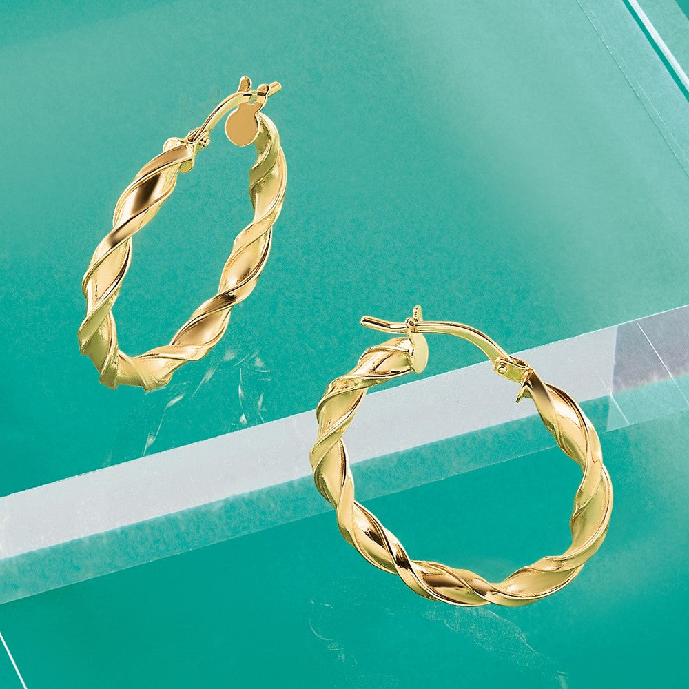 10K Polished Twisted Hoop Earrings