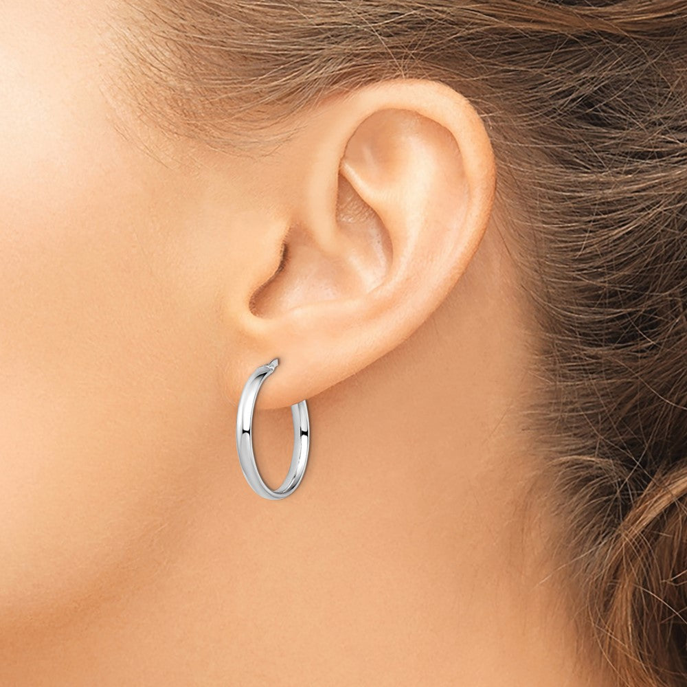 10K White Gold Polished Hoop Earrings