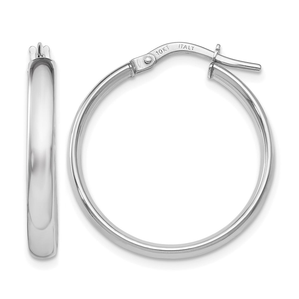 Polished;10K White gold;Hinged hoop