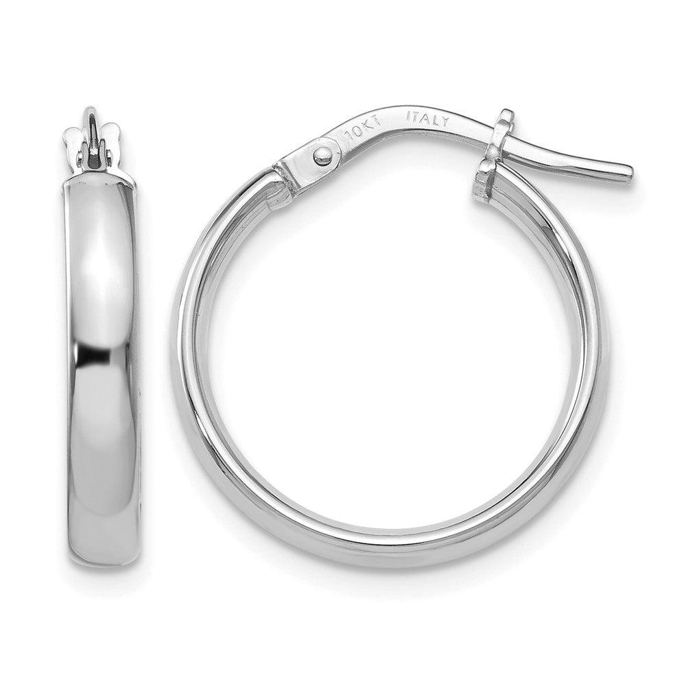 Polished;10K White gold;Hinged hoop