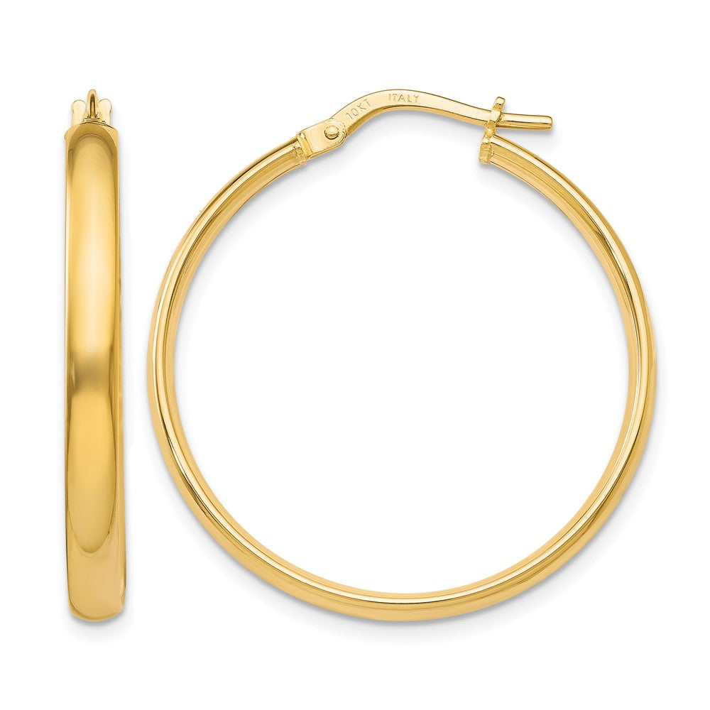 Polished;10K Yellow gold;Hinged hoop