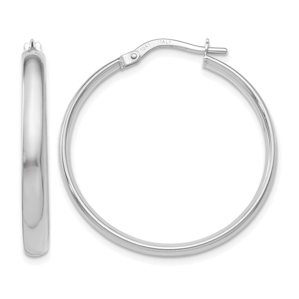 Polished;10K White gold;Hinged hoop