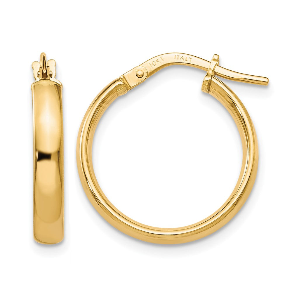 Polished;10K Yellow gold;Hinged hoop