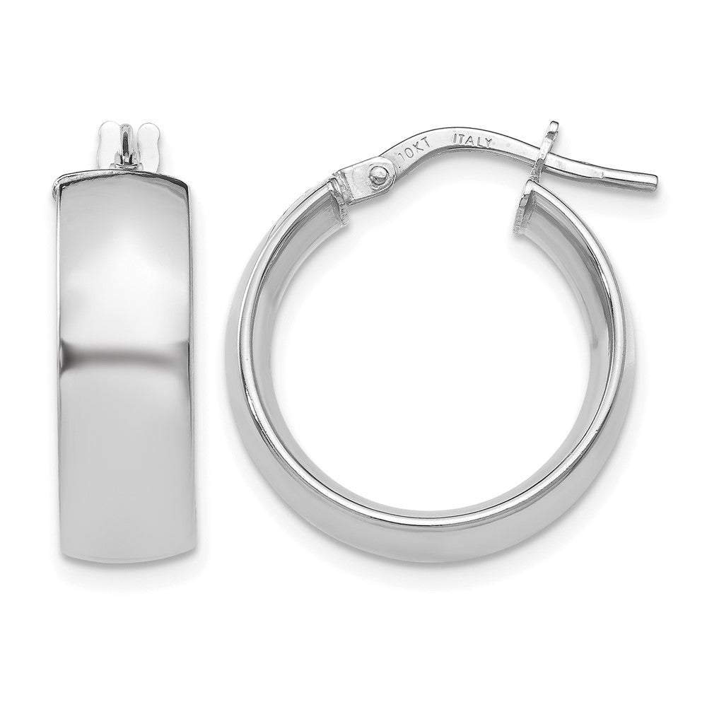 Polished;10K White gold;Hinged hoop
