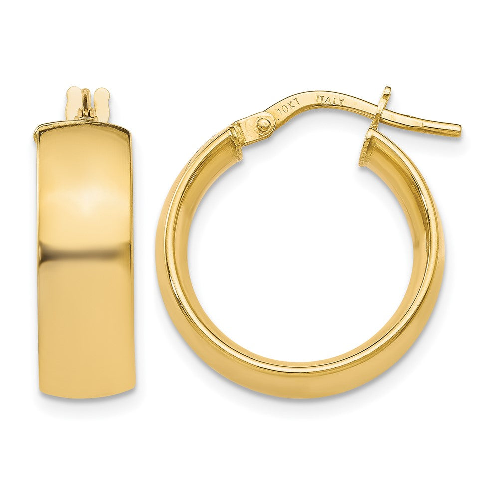 Polished;10K Yellow gold;Hinged hoop