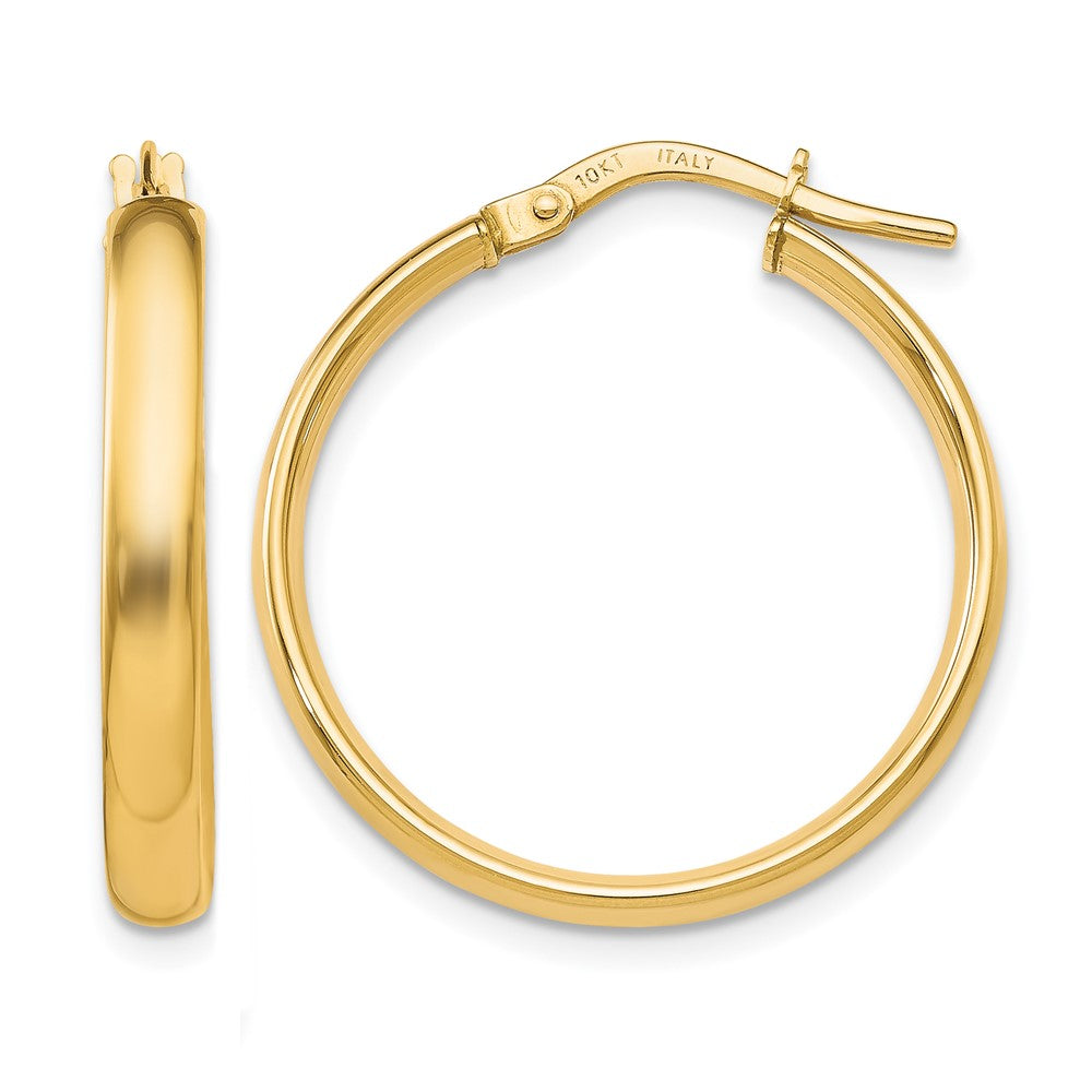Polished;10K Yellow gold;Hinged hoop