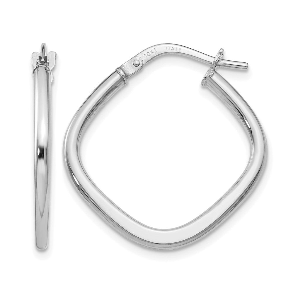 Polished;10K White gold;Hinged hoop