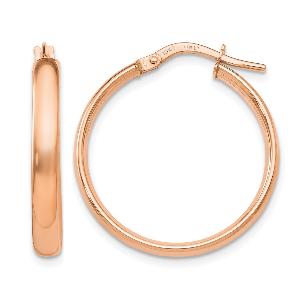 Polished;10K Rose gold;Hinged hoop