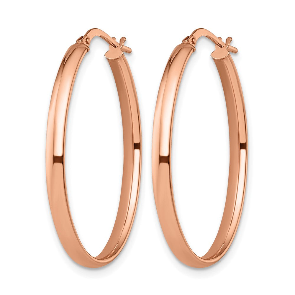 10K Rose Gold Polished Oval Hoop Earrings