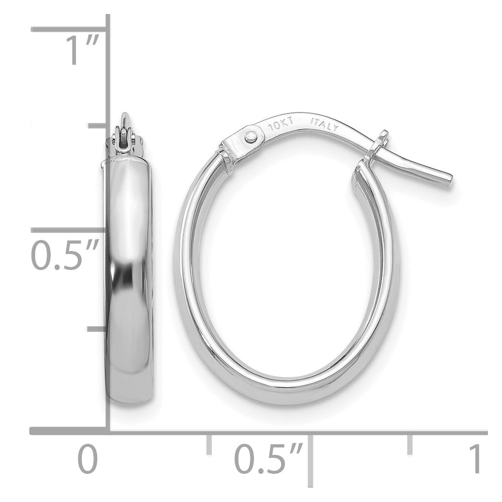 10K Polished White Gold Hoop Earrings
