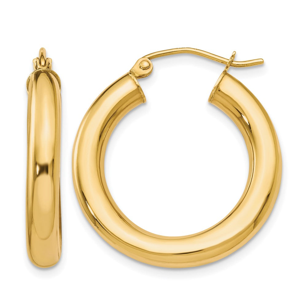 Polished;10K Yellow gold;Lightweight;Hinged hoop