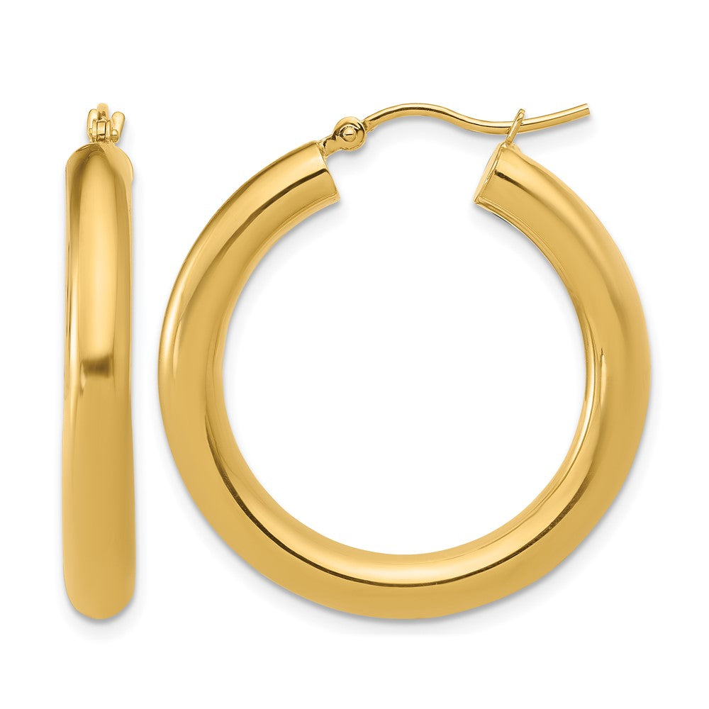 Polished;10K Yellow gold;Lightweight;Hinged hoop