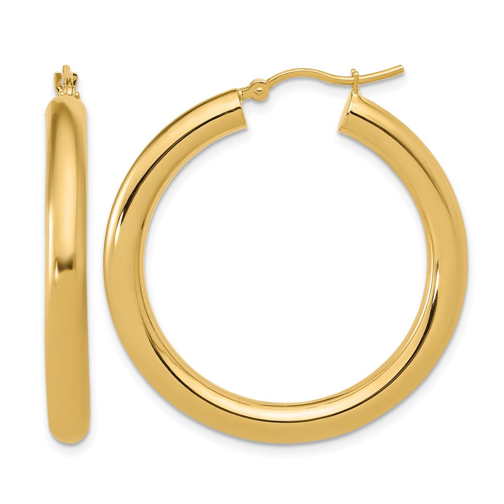 Polished;10K Yellow gold;Hinged hoop