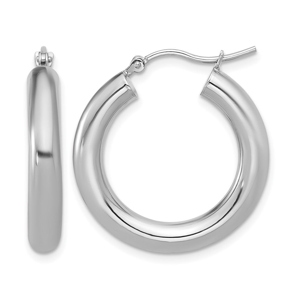 Polished;10K White gold;Lightweight;Hinged hoop