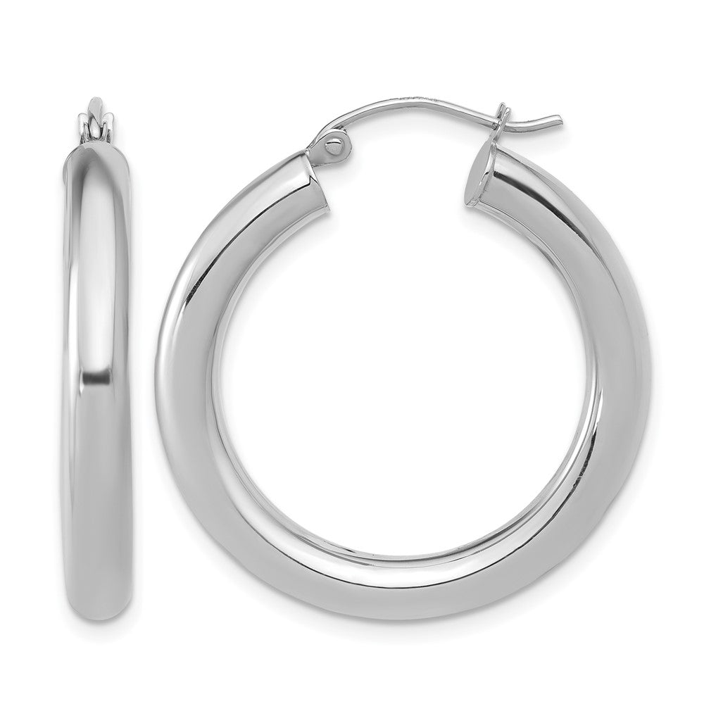 Polished;10K White gold;Lightweight;Hinged hoop