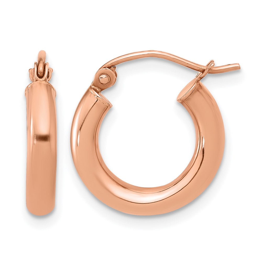 Polished;10K Rose gold;Hinged hoop