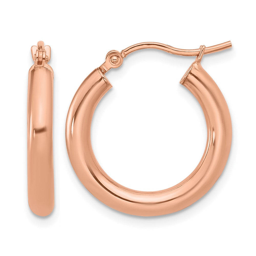 Polished;10K Rose gold;Hinged hoop