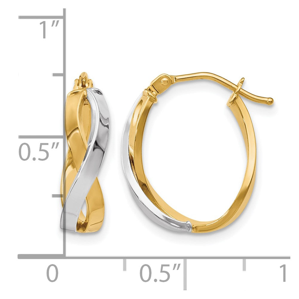 10K w/Rhodium Polished Twisted Hoop Earrings