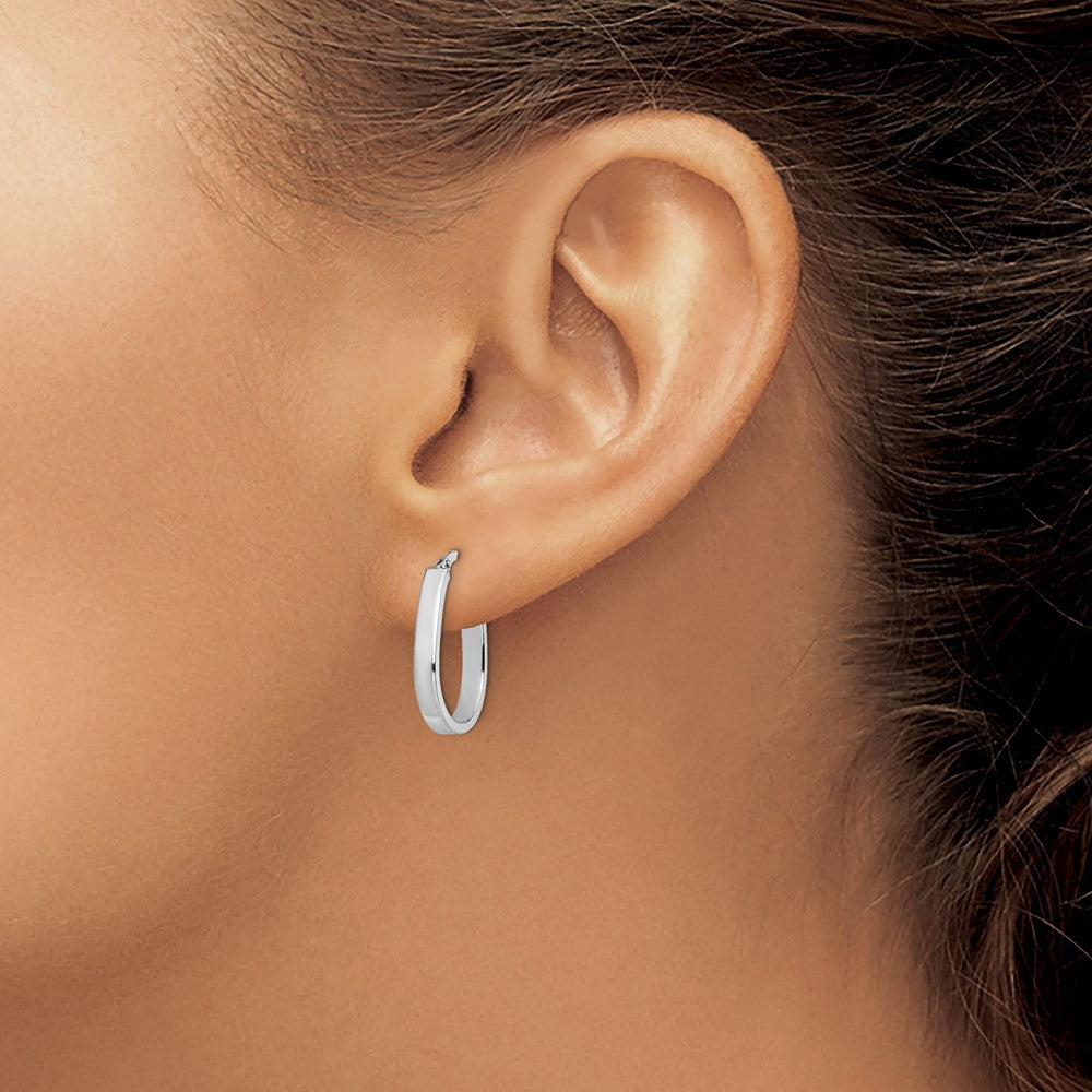 10K White Gold Polished U-Shape Hoop Earrings