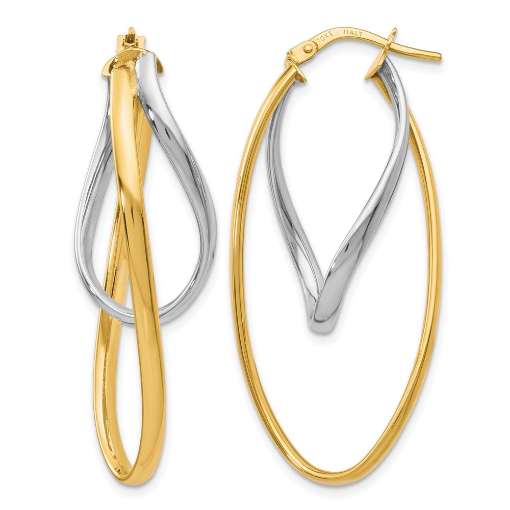 Polished;10K Two-tone;Hinged hoop
