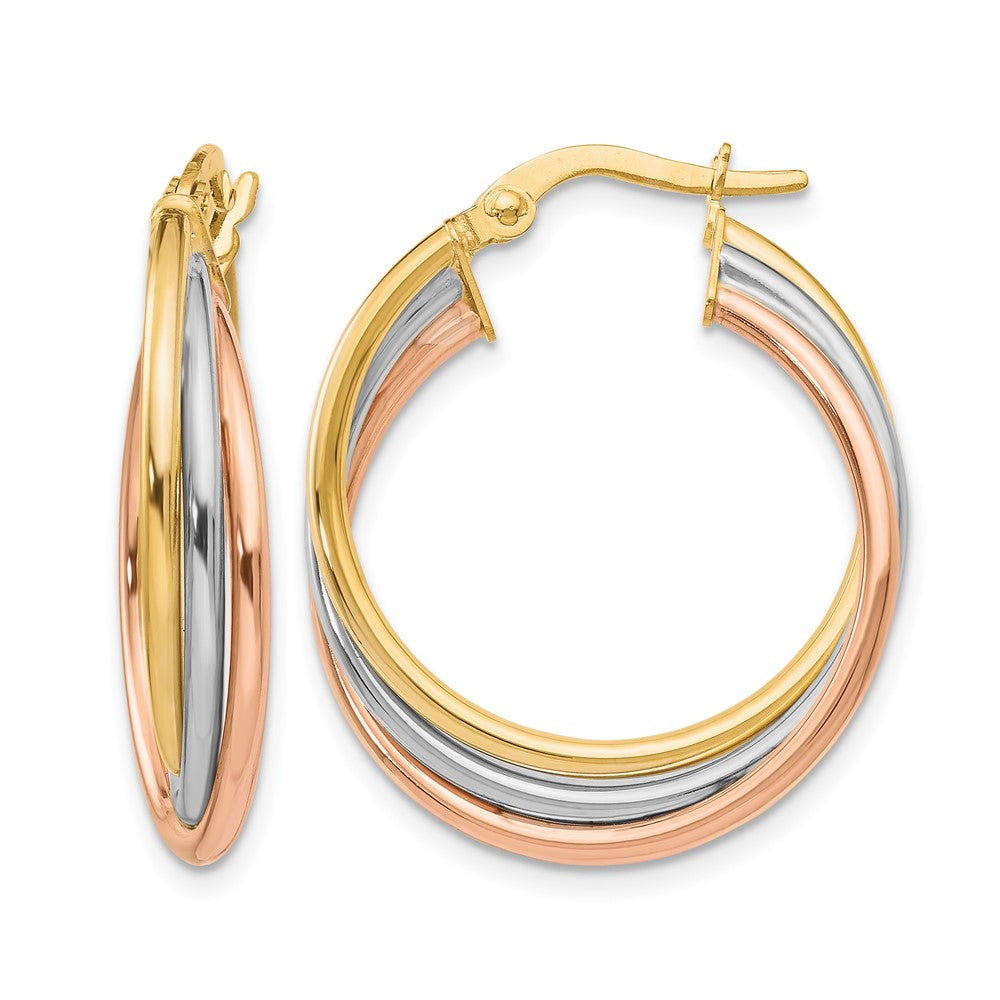 Polished;10K Tri-color;Hinged hoop