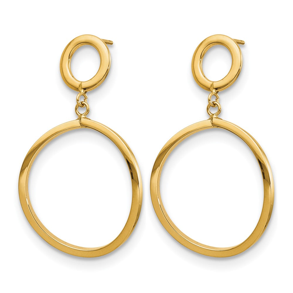 10K Polished Round Post Dangle Earrings