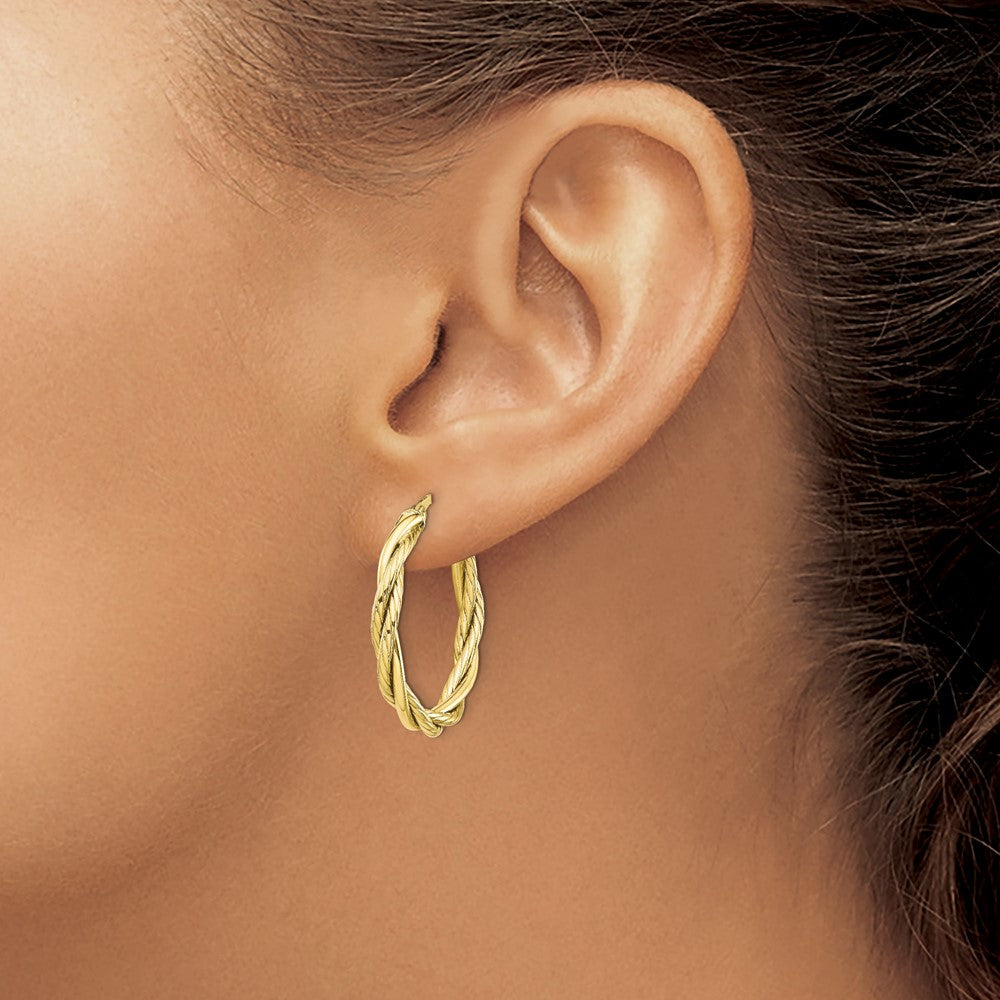 10K Polished Twisted Hoop Earrings