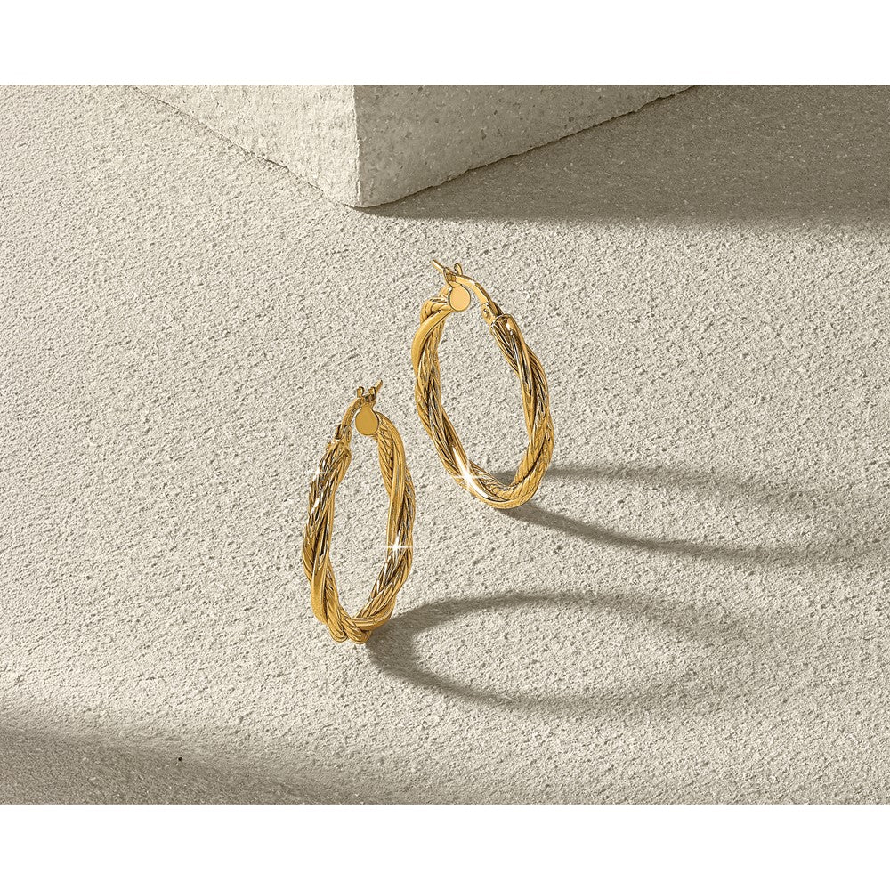 10K Polished Twisted Hoop Earrings