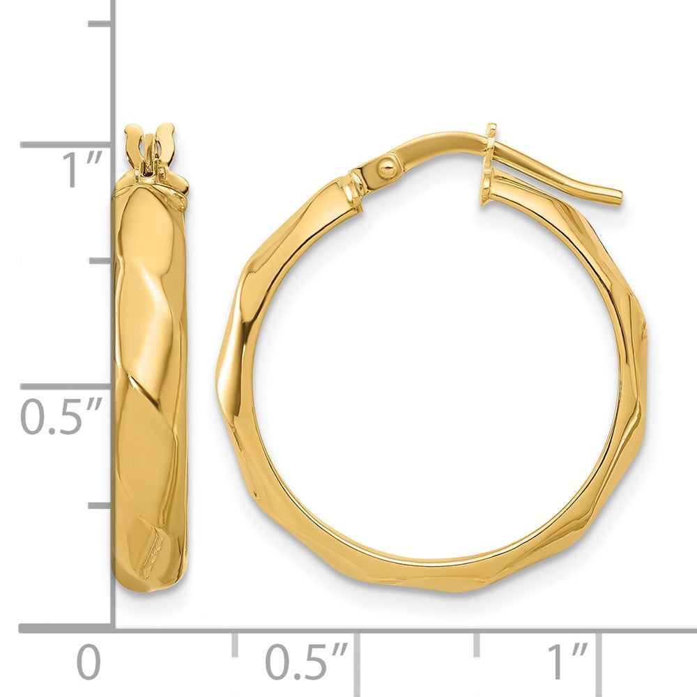 10K Polished Twisted Round Hoop Earrings