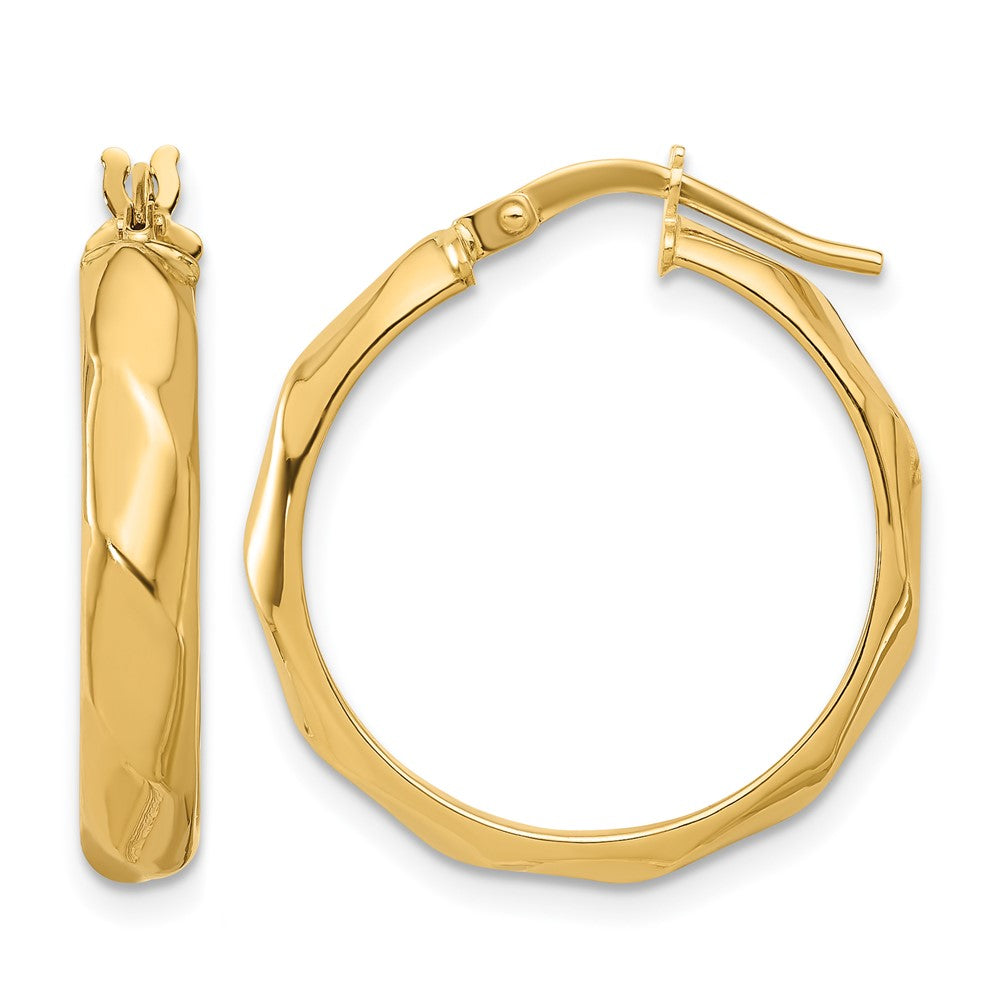 10K Polished Twisted Round Hoop Earrings