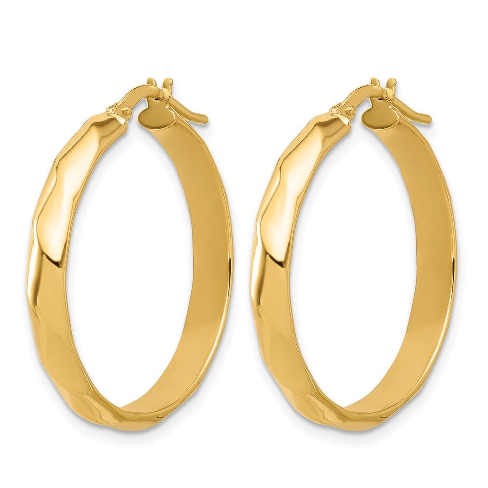 10K Polished Twisted Round Hoop Earrings