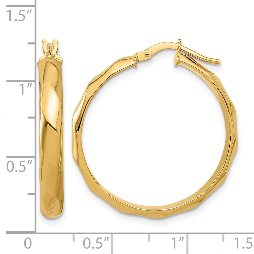 10K Polished Twisted Round Hoop Earrings