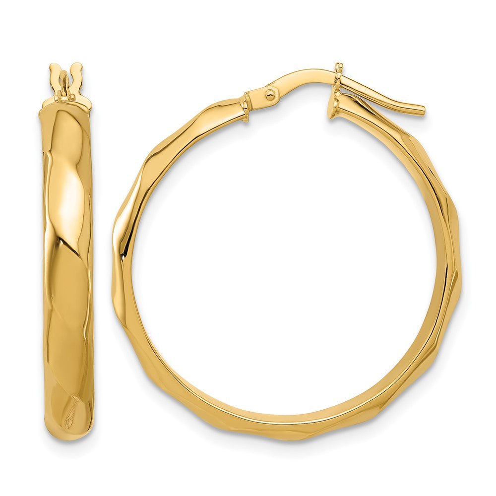 10K Polished Twisted Round Hoop Earrings