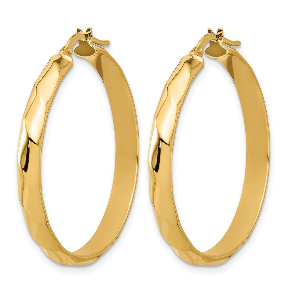 10K Polished Twisted Round Hoop Earrings