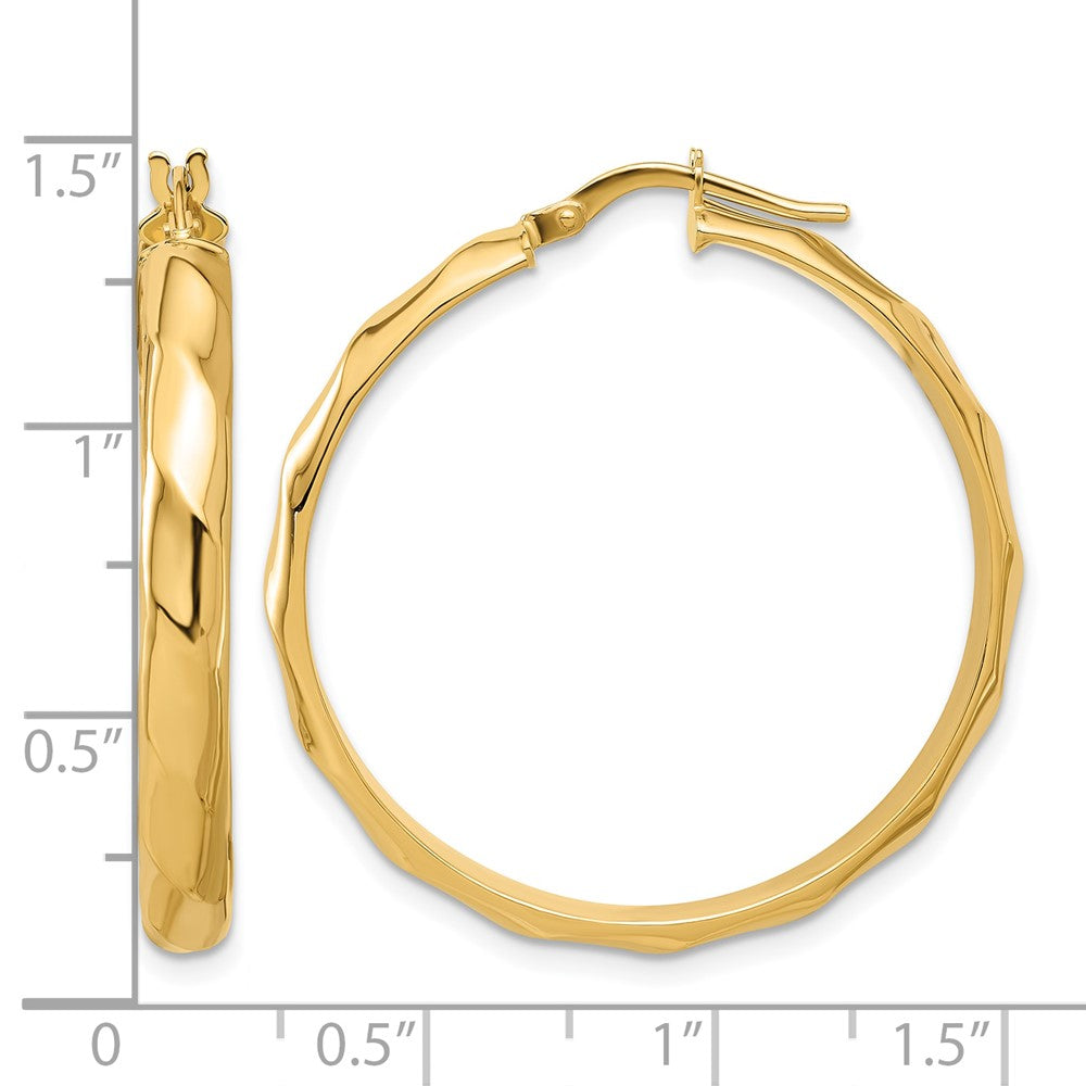 10K Polished Twisted Round Hoop Earrings