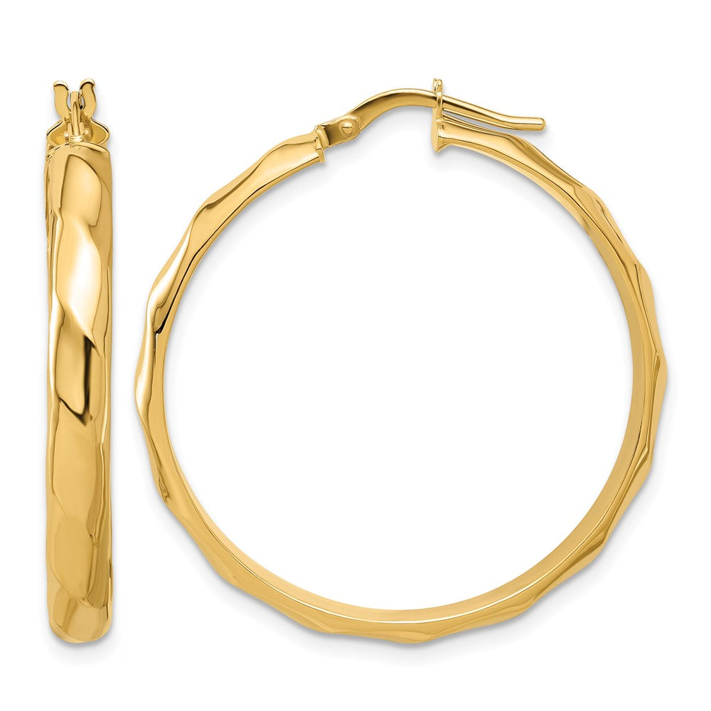 10K Polished Twisted Round Hoop Earrings