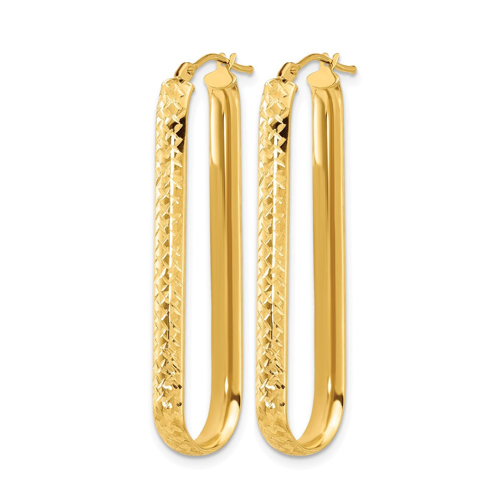 10K Polished and Diamond-cut Oval Hoop Earrings