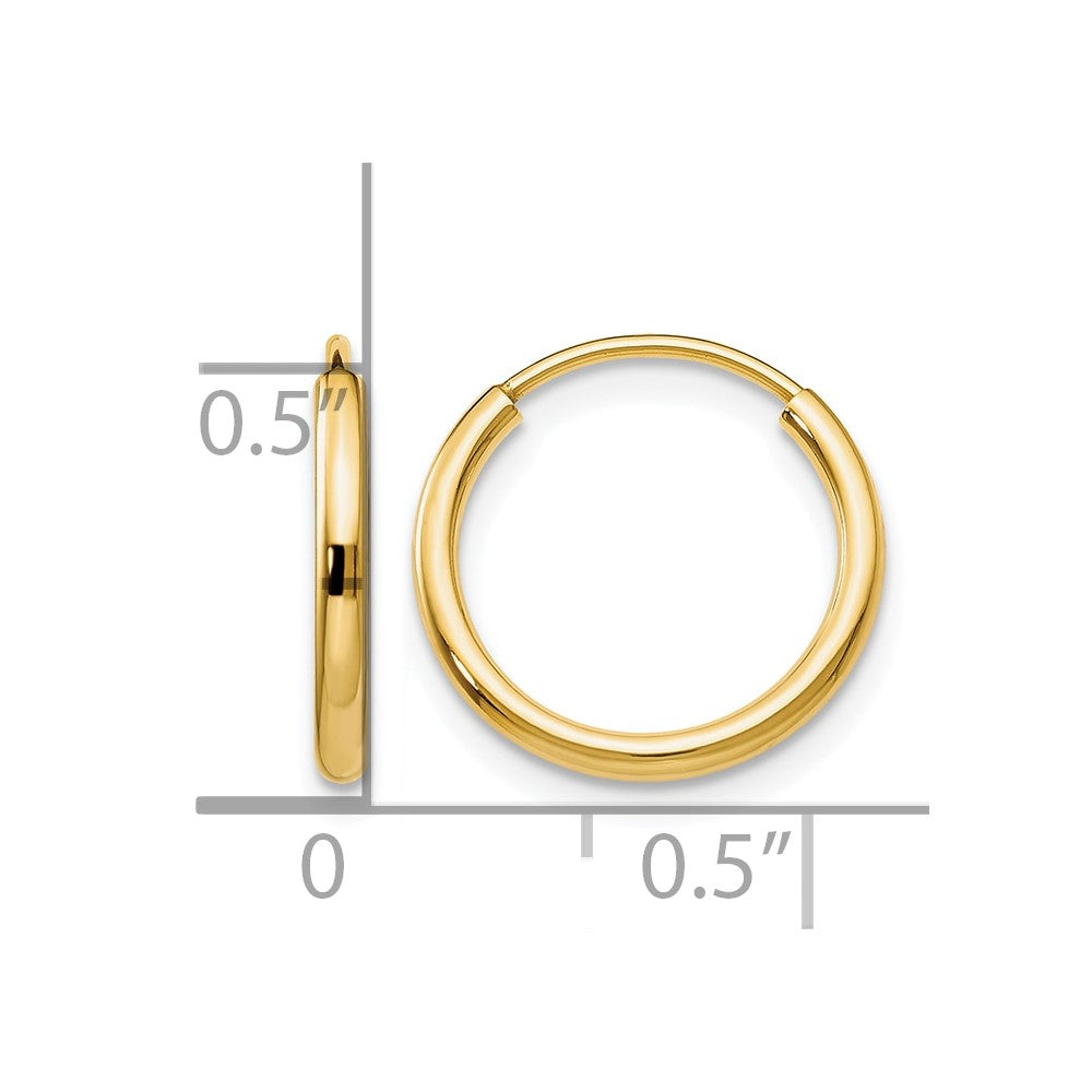 10k 1.5mm Polished Round Endless Hoop Earrings
