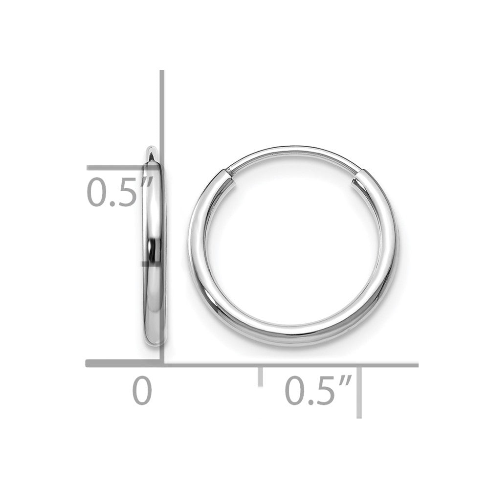 10k White Gold 1.5mm Polished Endless Hoop Earrings