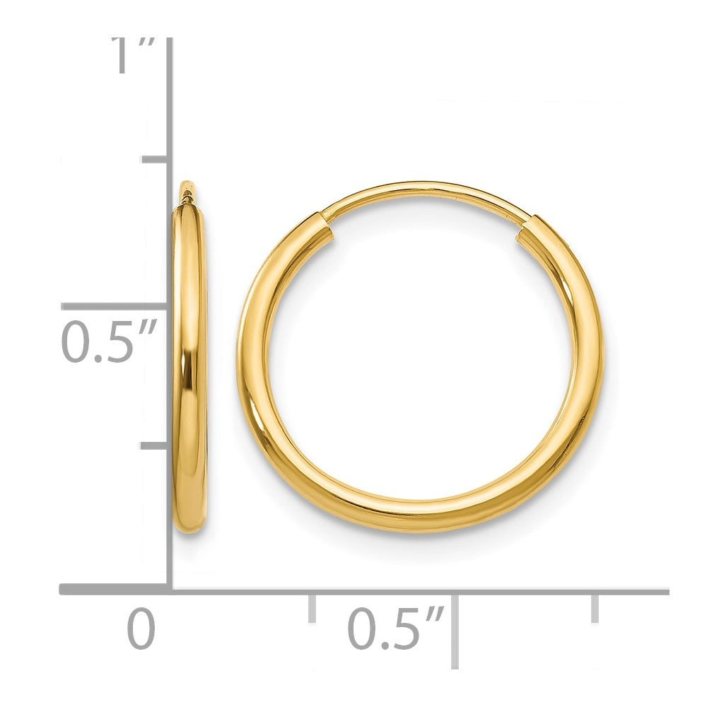10k 1.5mm Polished Round Endless Hoop Earrings