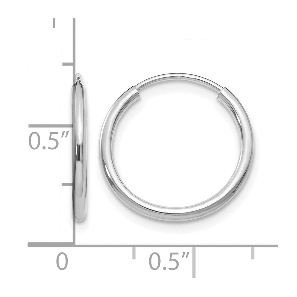 10k White Gold 1.5mm Polished Endless Hoop Earrings